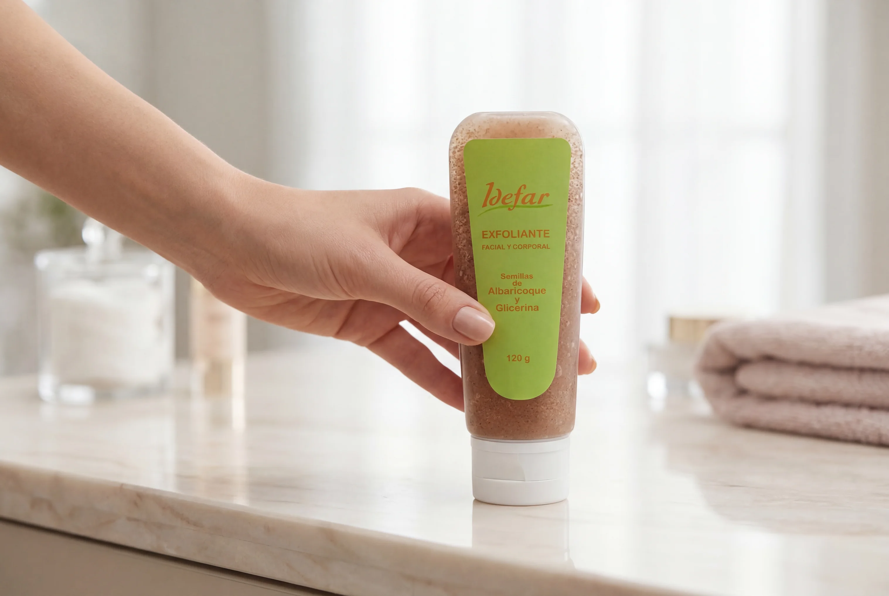 Gel Exfoliante — textura con micropartículas en la piel