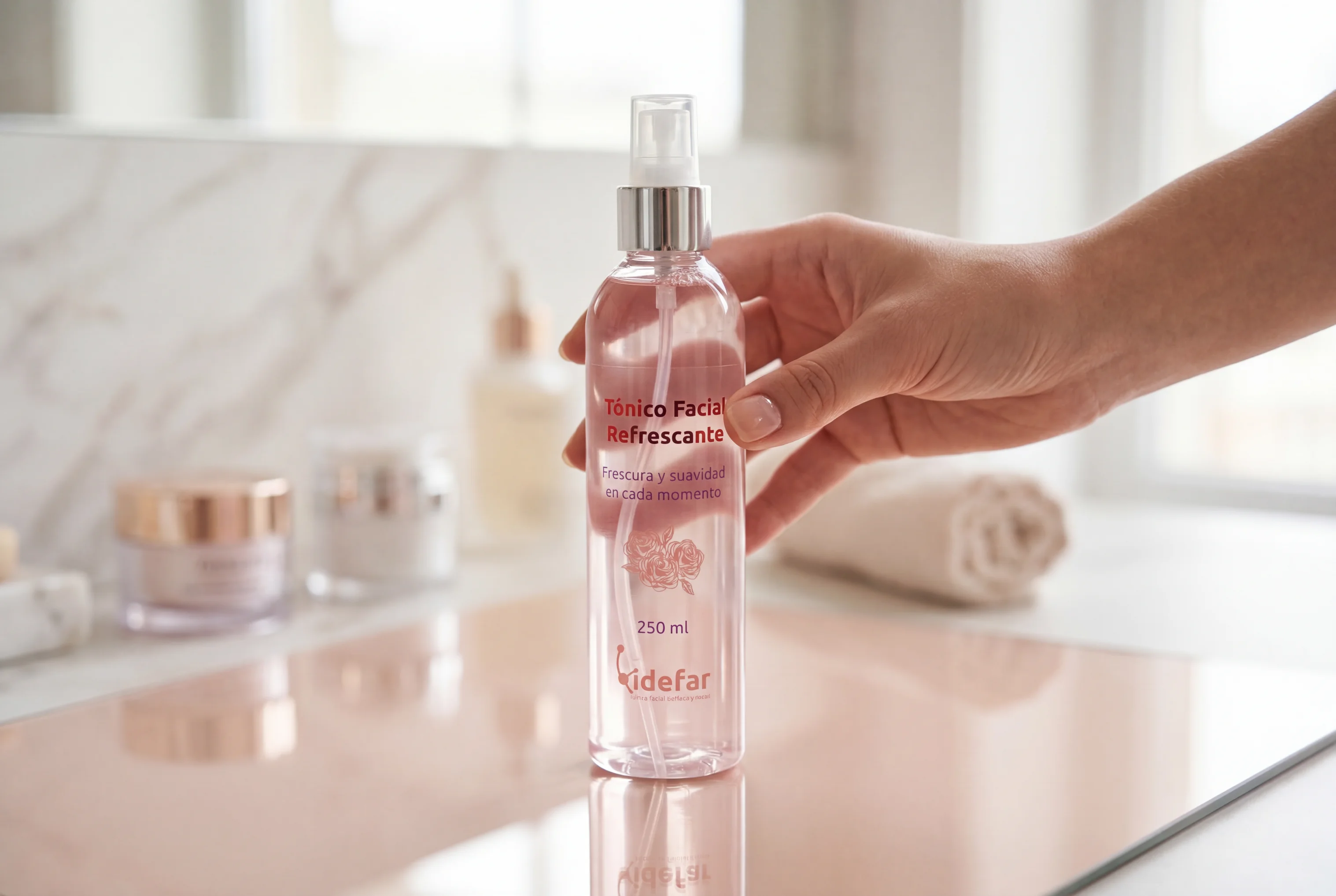 Tónico Facial — salpicadura de agua de rosas
